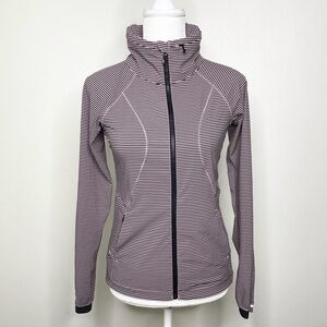 Lululemon Go The Distance jacket, mink berry black - mini pop stripe - size 6